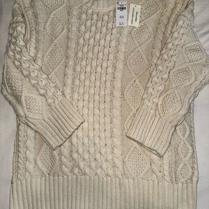 Abercrombie & Fitch Cream Cable Knit Sweater